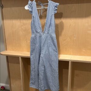 Shopo. Blue and White Striped Jumpsuit - 6